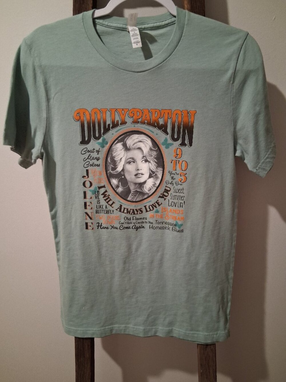 Dolly Parton Bella + Canvas Graphic Tee Size Medium Green Country Music Shirt